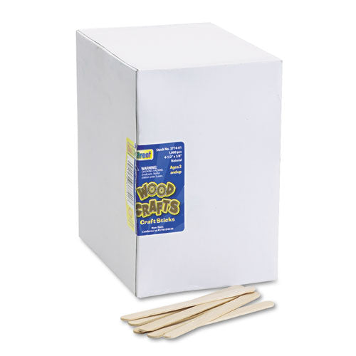 Natural Wood Craft Sticks, 4.5" X 0.38", Economy Grade Wood, Natural, 1,000-box