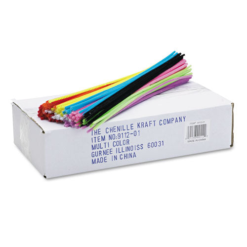 Regular Stems, 12" X 0.16", Metal Wire, Polyester, Assorted, 1,000-box