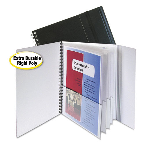 Eight-pocket Portfolio With Security Flap, Polypropylene, 8 1-2 X 11, Black