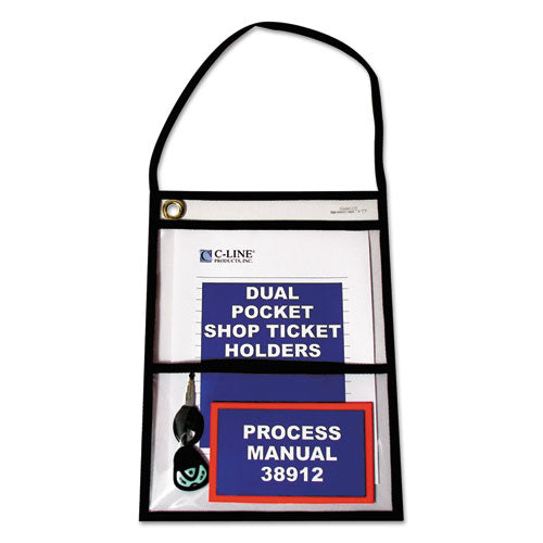 2-pocket Shop Ticket Holder W-strap, Black Stitching, 150-sheet, 9 X 12, 15-box