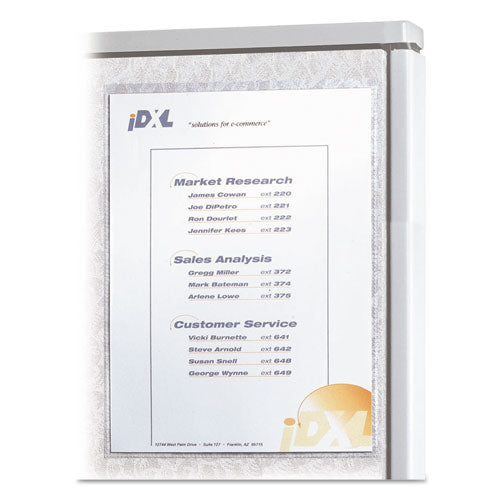 Cubicle Keepers Hook & Loop-backed Display, 9 13-64 X 11 13-32, Clear, 25-pack