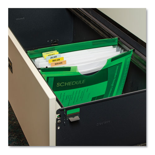 Expanding File W- Hanging Tabs, 0.75" Expansion, 7 Sections, Letter Size, Green