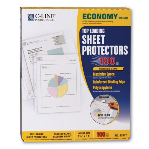 Economy Weight Poly Sheet Protectors, Reduced Glare, 2", 11 X 8 1-2, 100-bx