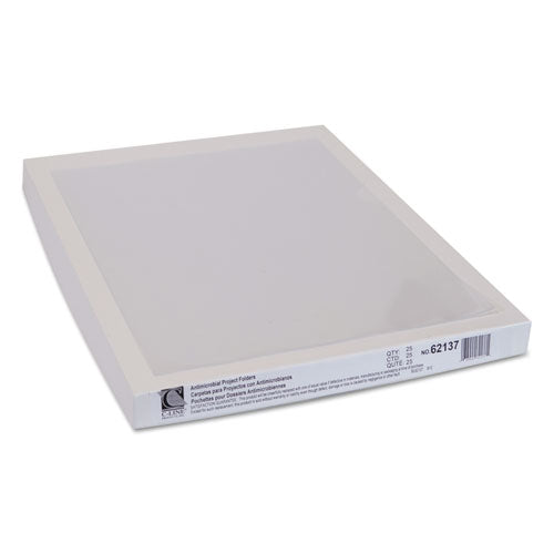 Antimicrobial Protected Poly Project Folders, Letter Size, Clear, 25-box