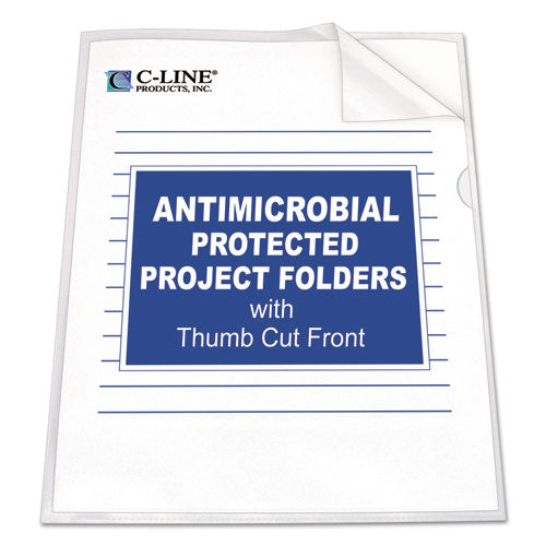 Antimicrobial Protected Poly Project Folders, Letter Size, Clear, 25-box
