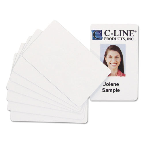Pvc Id Badge Card, 3 3-8 X 2 1-8, White, 100-pack