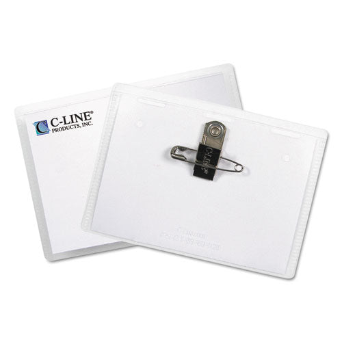 Name Badge Kits, Top Load, 3 1-2 X 2 1-4, Clear, Combo Clip-pin, 50-box
