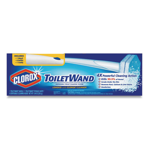 Toilet Wand Disposable Toilet Cleaning Kit: Handle, Caddy And Refills, 6-carton