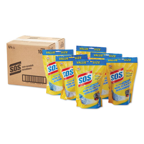 Non-scratch Soap Scrubbers, Blue, 8-pack, 6 Packs-carton