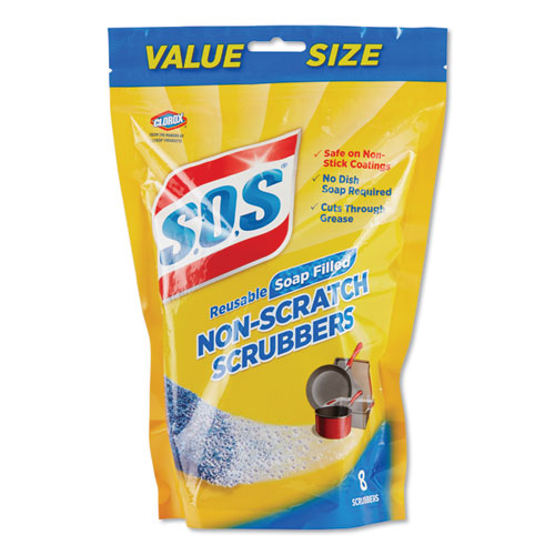 Non-scratch Soap Scrubbers, Blue, 8-pack, 6 Packs-carton