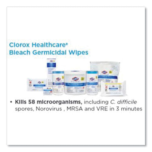 Bleach Germicidal Wipes, 12 X 12, Unscented, 110-refill, 2-carton