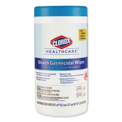 Bleach Germicidal Wipes, 6 X 5, Unscented, 150-canister