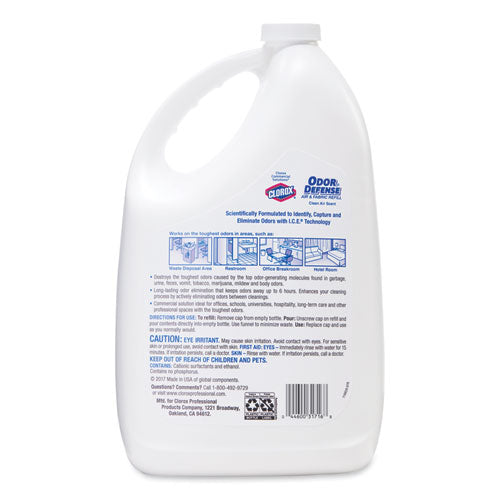 Commercial Solutions Odor Defense Air-fabric Spray, Clean Air, 1 Gal Bottle, 4-carton