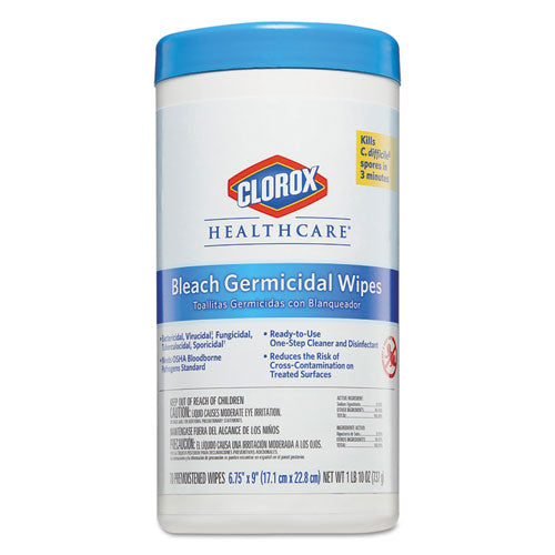 Bleach Germicidal Wipes, 6 3-4 X 9, Unscented, 70-canister