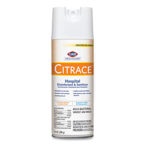 Citrace Hospital Disinfectant And Deodorizer, Citrus, 14 Oz Aerosol Spray, 12-carton