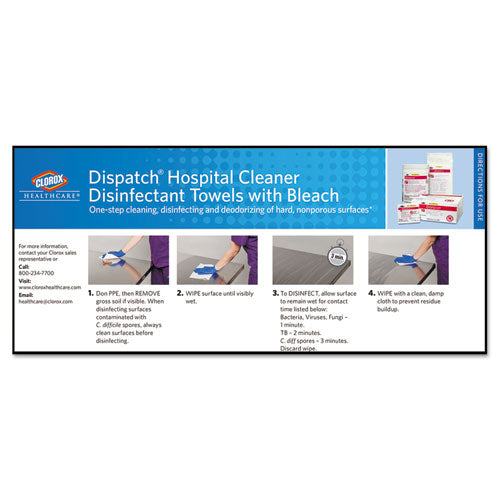 Dispatch Cleaner Disinfectant Towels With Bleach, 9 X 10, 60-pack, 12 Pks-carton