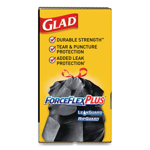 Forceflexplus Drawstring Large Trash Bags, 30 Gal, 1.05 Mil, 30" X 32", Black, 70-box