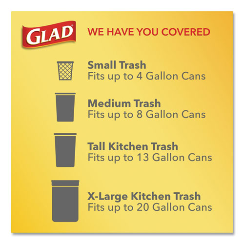 Forceflexplus Tall Kitchen Drawstring Trash Bags, 13 Gal, 0.72 Mil, 23.75" X 24.88", White, 100-box