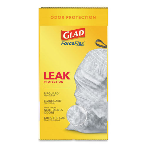 Forceflexplus Tall Kitchen Drawstring Trash Bags, 13 Gal, 0.72 Mil, 23.75" X 24.88", White, 100-box
