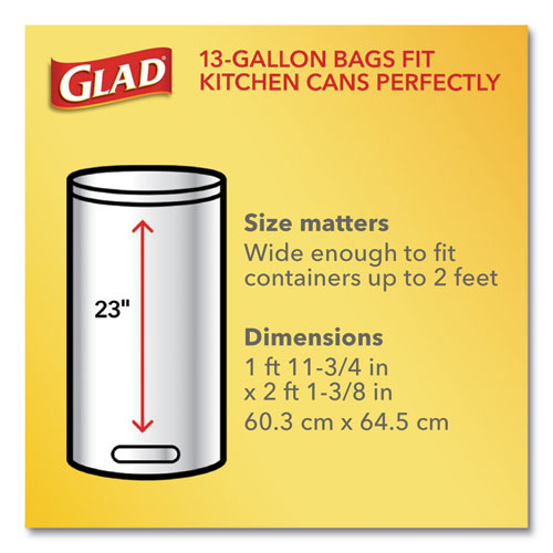 Forceflexplus Tall Kitchen Drawstring Trash Bags, 13 Gal, 0.72 Mil, 23.75" X 24.88", White, 100-box