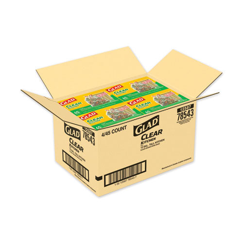 Recycling Tall Kitchen Drawstring Trash Bags, 13 Gal, 0.9 Mil, 24" X 27.38", Clear, 180-carton