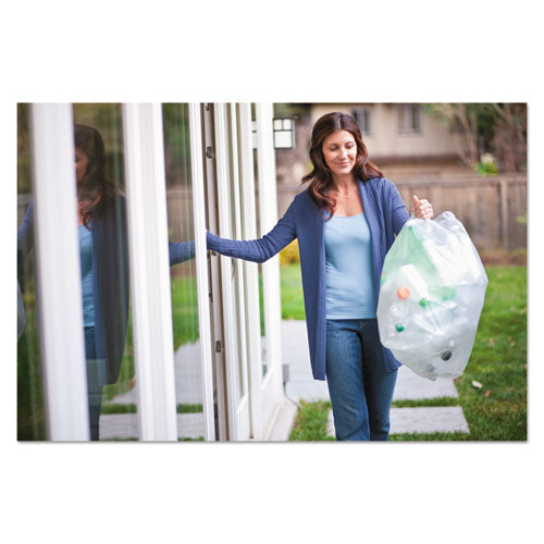 Recycling Tall Kitchen Drawstring Trash Bags, 13 Gal, 0.9 Mil, 24" X 27.38", Clear, 45-box