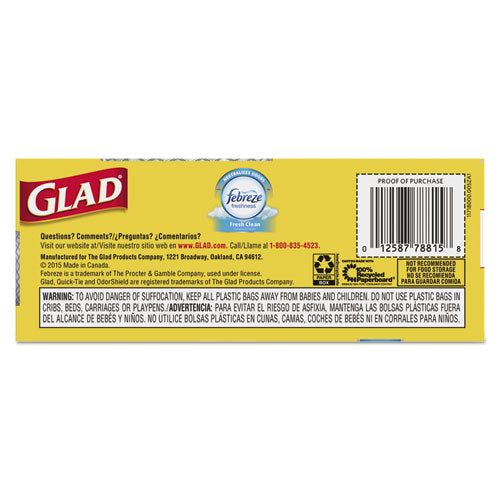 Odorshield Medium Quick-tie Trash Bags, 8 Gal, 0.57 Mil, 21.63" X 23", White, 156-carton