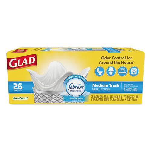 Odorshield Medium Quick-tie Trash Bags, 8 Gal, 0.57 Mil, 21.63" X 23", White, 156-carton