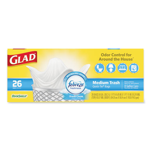 Odorshield Medium Quick-tie Trash Bags, 8 Gal, 0.57 Mil, 21.63" X 23", White, 156-carton