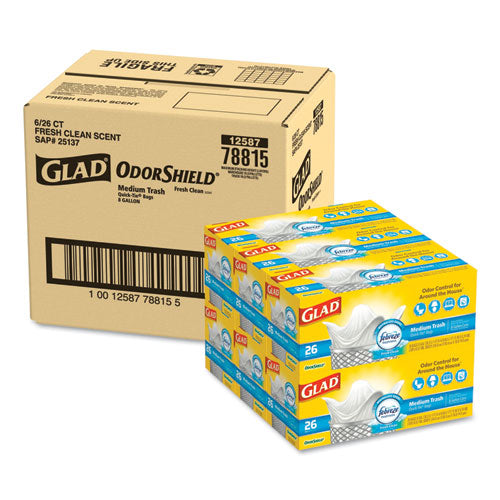Odorshield Medium Quick-tie Trash Bags, 8 Gal, 0.57 Mil, 21.63" X 23", White, 156-carton
