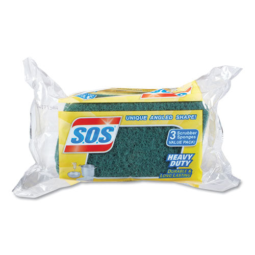 Heavy Duty Scrubber Sponge, 2.5 X 4.5, 0.9" Thick, Yellow-green, 3-pk, 24 Pk-ct