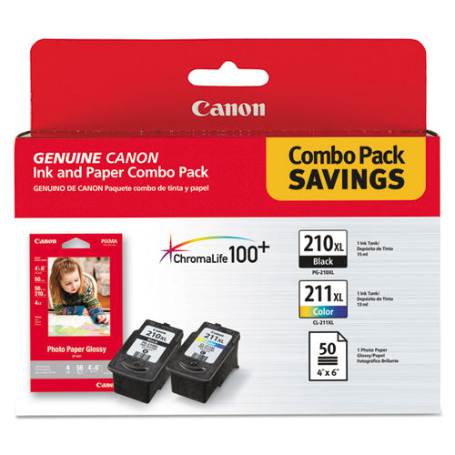 2973b004 (pgi-210xl-cl-211xl) High-yield Ink-paper Combo, Black-tri-color