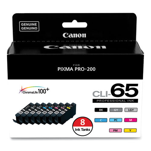 4215c007 (cli-65) Ink, Black-cyan-magenta-yellow-photo Cyan-photo Magenta-gray-light Gray, 8-pack