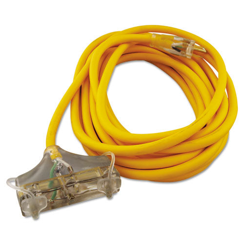 Polar-solar Outdoor Extension Cord, 25ft, Three-outlets, Yellow