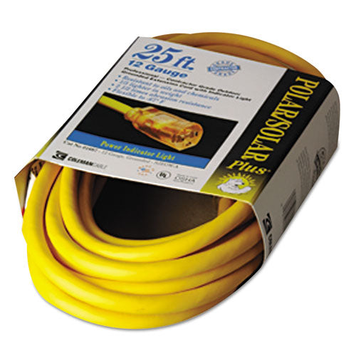 Polar-solar Outdoor Extension Cord, 50ft, Three-outlets, Yellow