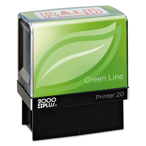 Green Line Message Stamp, Paid, 1 1-2 X 9-16, Red