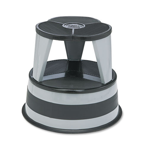 Kik-step Steel Step Stool, 2-step, 350 Lb Capacity, 16" Dia. X 14.25h, Slate