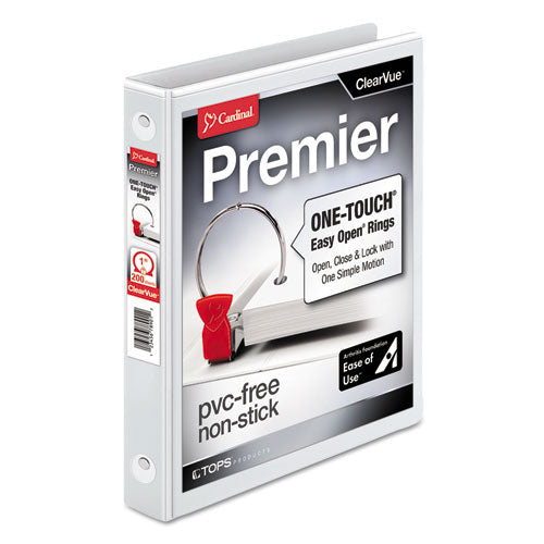Premier Easy Open Clearvue Locking Round Ring Binder, 3 Rings, 1" Capacity, 11 X 8.5, White