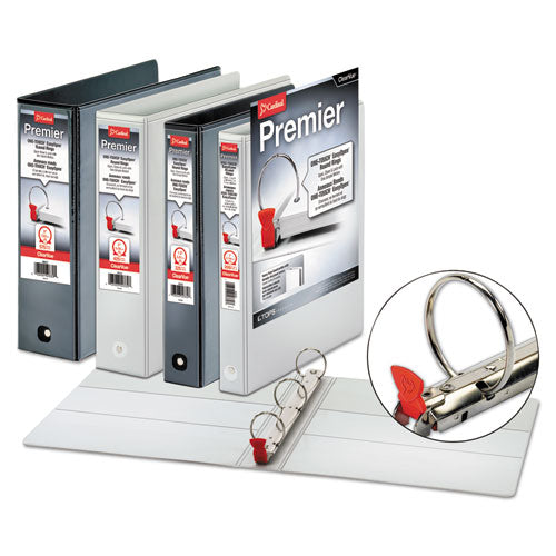 Premier Easy Open Clearvue Locking Round Ring Binder, 3 Rings, 1" Capacity, 11 X 8.5, Black