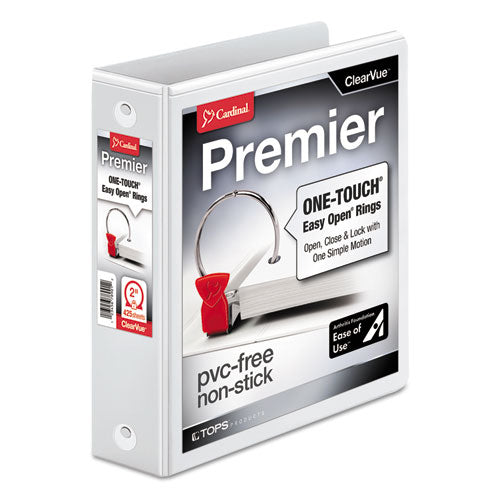 Premier Easy Open Clearvue Locking Round Ring Binder, 3 Rings, 2" Capacity, 11 X 8.5, White