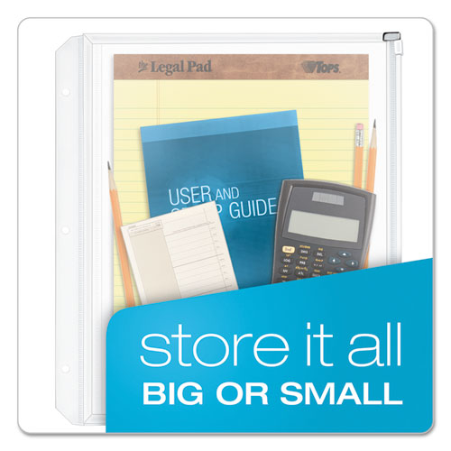 Expanding Zipper Binder Pockets, 11 X 8 1-2, Clear, 3-pack