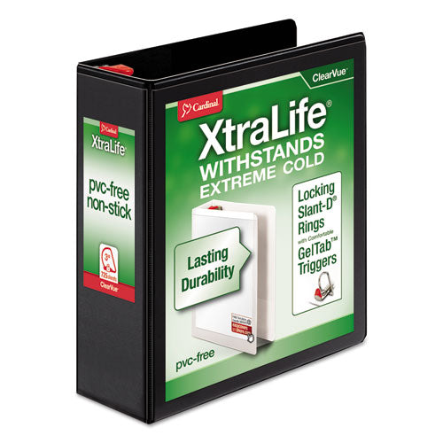 Xtralife Clearvue Non-stick Locking Slant-d Ring Binder, 3 Rings, 3" Capacity, 11 X 8.5, Black