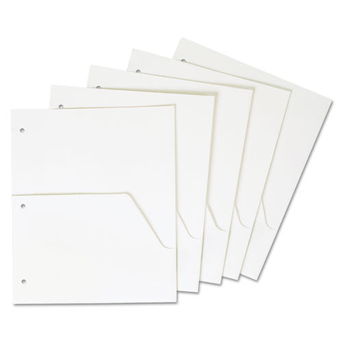Double Pocket Dividers For Ring Binders, 11 X 8.5, White, 5-pack