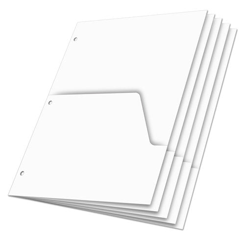Double Pocket Dividers For Ring Binders, 11 X 8.5, White, 5-pack