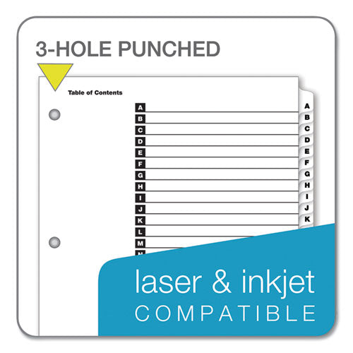 Onestep Printable Table Of Contents And Dividers, 26-tab, A To Z, 11 X 8.5, White, 1 Set