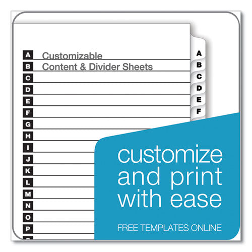 Onestep Printable Table Of Contents And Dividers, 26-tab, A To Z, 11 X 8.5, White, 1 Set
