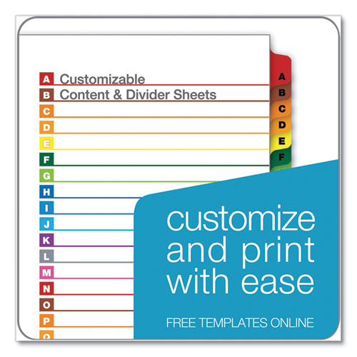 Onestep Printable Table Of Contents And Dividers, 26-tab, A To Z, 11 X 8.5, White, 1 Set