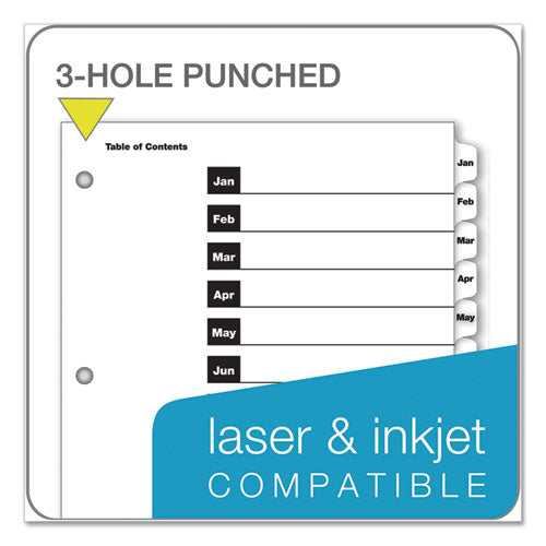 Onestep Printable Table Of Contents And Dividers, 12-tab, Jan. To Dec., 11 X 8.5, White, 1 Set