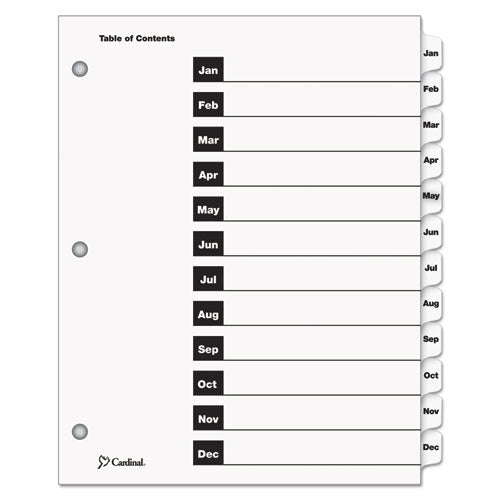 Onestep Printable Table Of Contents And Dividers, 12-tab, Jan. To Dec., 11 X 8.5, White, 1 Set