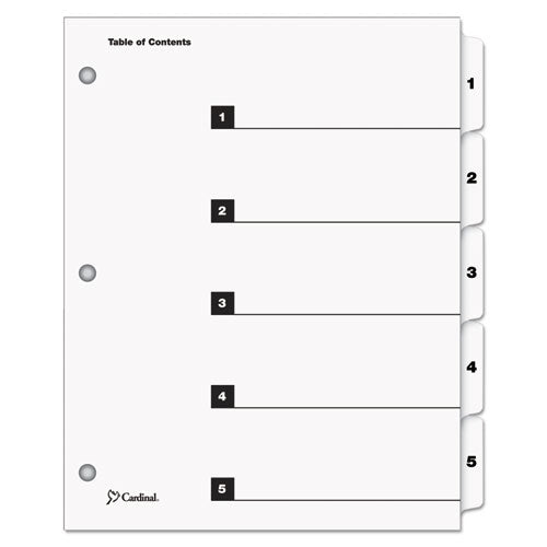 Quickstep Onestep Printable Table Of Contents And Dividers, 5-tab, 1 To 5, 11 X 8.5, White, 24 Sets